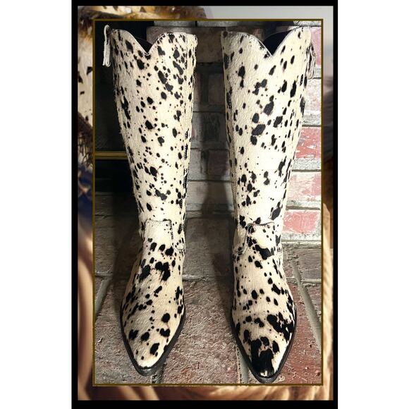 Free People We The Free Allistar Western Inspired Hair-On Pointed Toe Boots Sz 8 - Picture 4 of 9